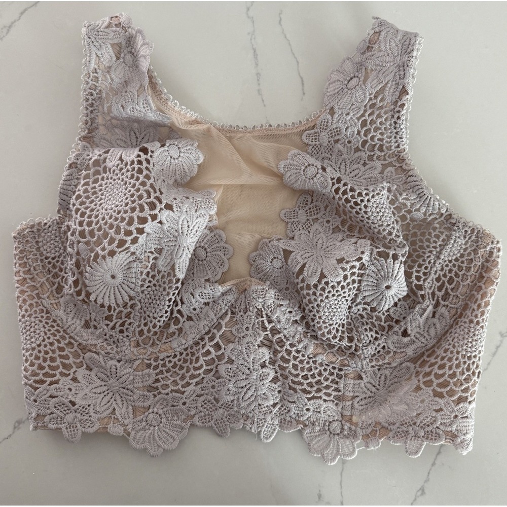 Victoria's Secret Dream Angels Embroidered Applique Lace High Neck Bra 34 D